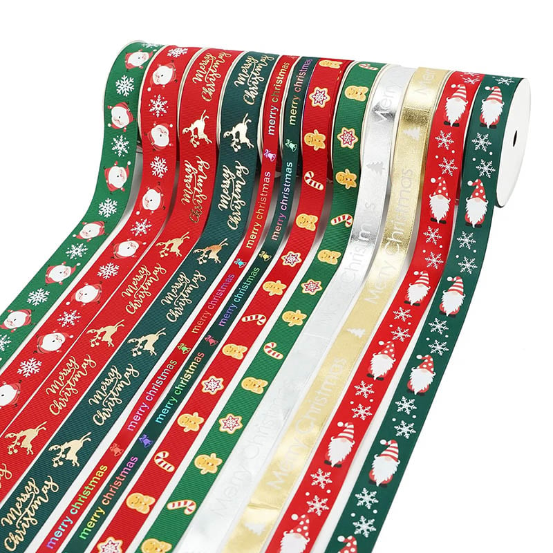 Christmas Grosgrain Ribbon 2.7M Long - 12 Rolls - dimensions