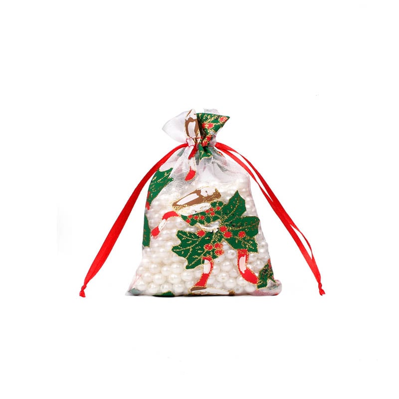 Christmas Organza Bags 130x180mm Holy Bell Pattern - 50/Pack - dimensions