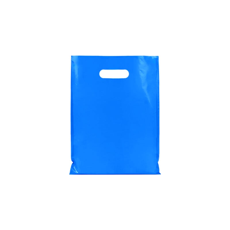 Small Plastic Bags with Die Cut Handles 200x300mm Blue - 100/Pack