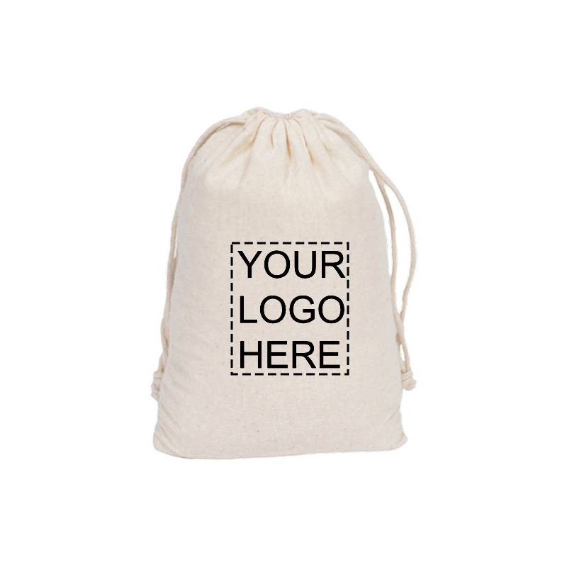 Custom Printed Medium Calico Drawstring Bags 250x350mm - MOQ 100