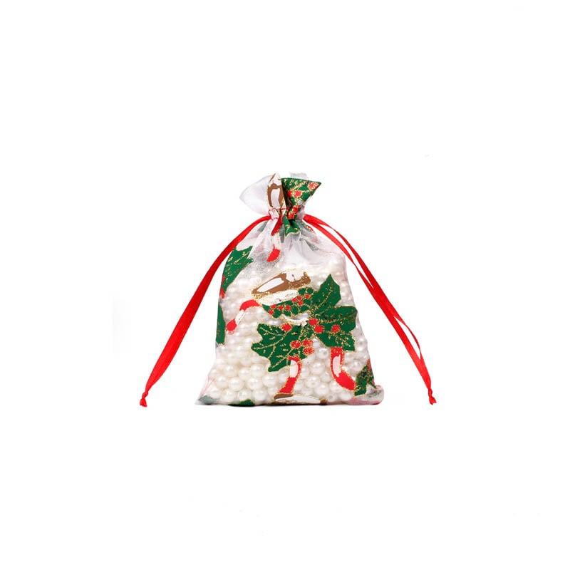 Christmas Organza Bags 100x150mm Holy Bell Pattern - 50/Pack