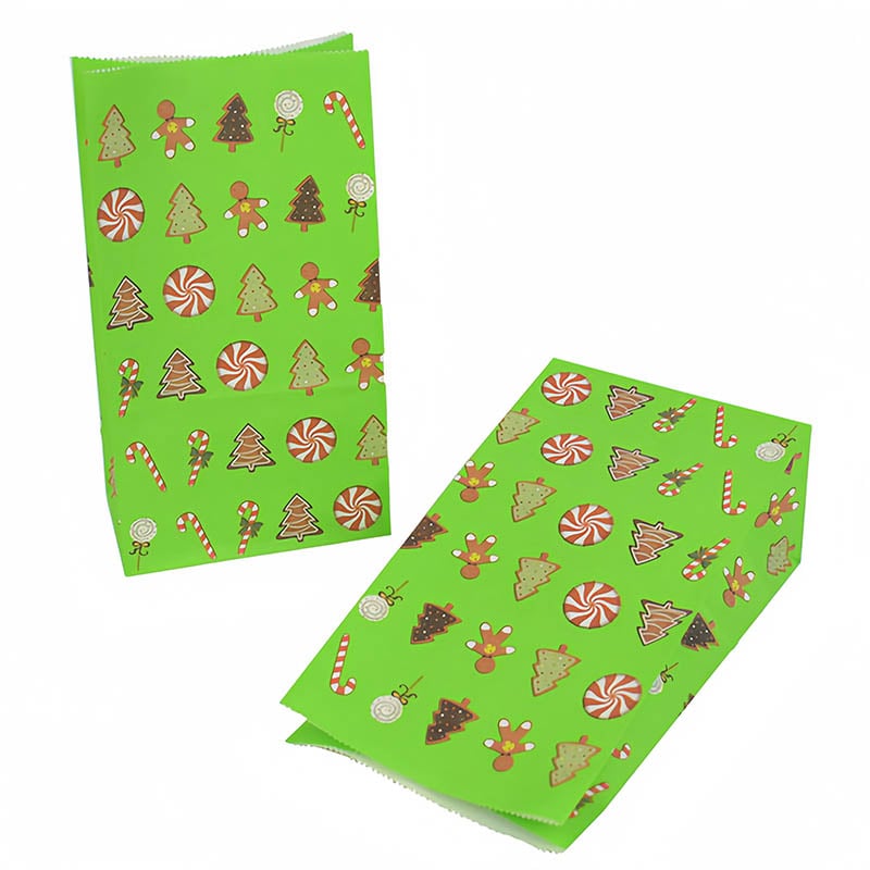 Christmas Paper Bags 130x240x80mm Candy Pattern - 50/Pack