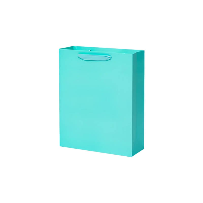 Matt Laminated Paper Bags 180x100x230mm Light Blue - 50/Pack - dimensions