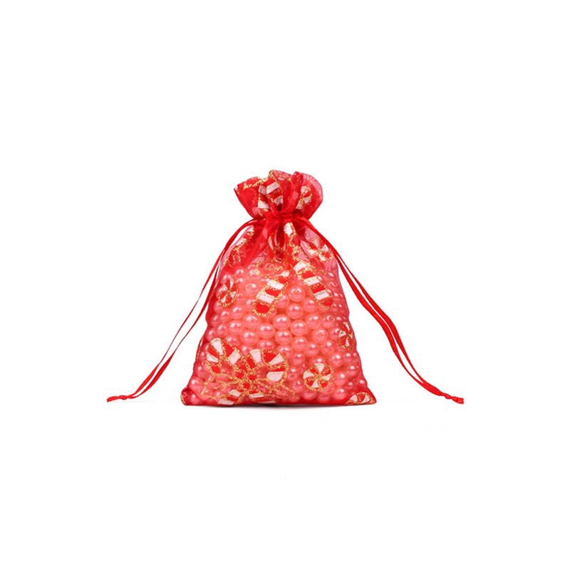 Christmas Organza Bags 100x150mm Candy Cane Pattern - 50/Pack - dimensions