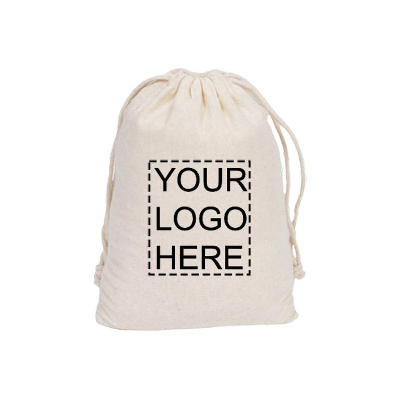 Custom Printed Medium Calico Drawstring Bags 300x400mm - MOQ 100