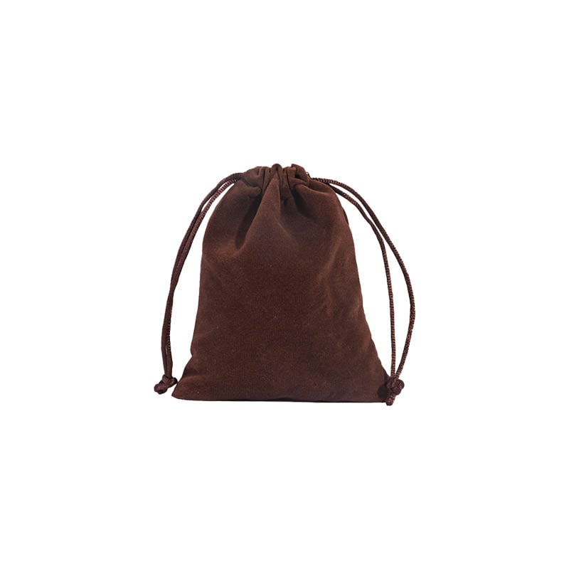 Double Sided Velvet Drawstring Bags 100x140mm Brown - 50/Pack - dimensions