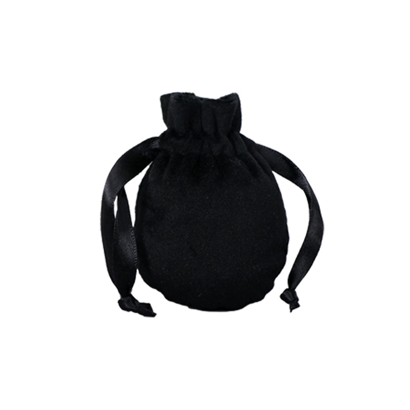 Velvet Satin Drawstring Bags 80x100mm Black - 50/Pack