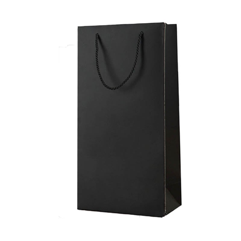 Paper Wine Bags Double Bottles 180x350mm Black - 100/Pack