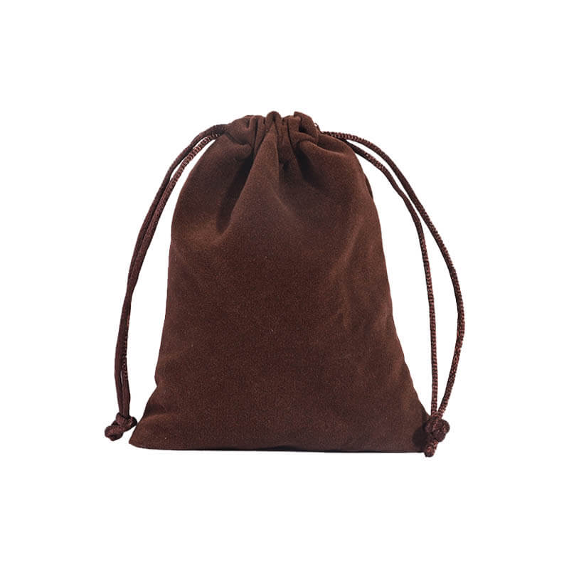 Double Sided Velvet Drawstring Bags 200x250mm Brown - 50/Pack - dimensions