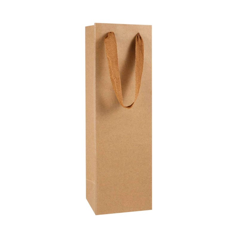 Paper Wine Bags Single Bottle 110x350mm Brown - 50/Pack