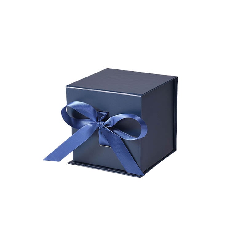 Magnetic Gift Box with Ribbon 120x120x120mm Navy Blue - 50/Pack - dimensions