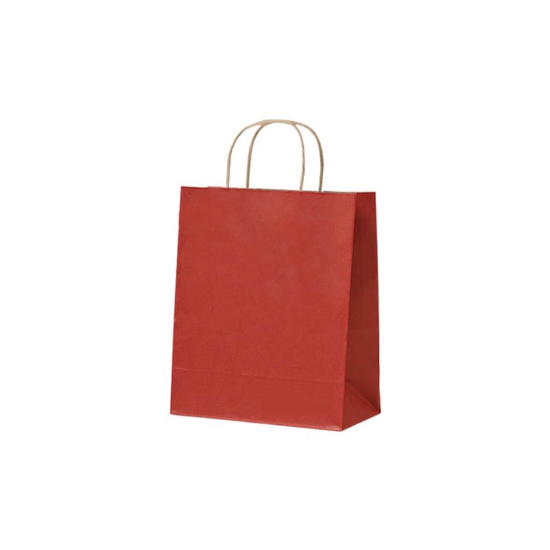 Small Paper Bags Twisted Handles 210x270mm Red - 50/Pack - dimensions