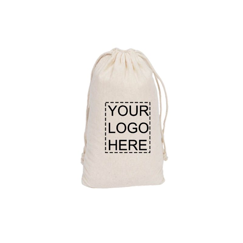 Custom Printed Medium Calico Drawstring Bags 200x300mm - MOQ 100