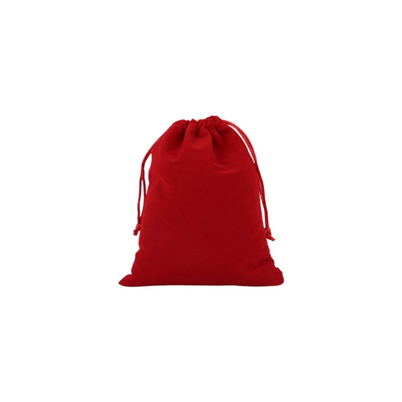 Double Sided Velvet Drawstring Bags 90x120mm Red - 50/Pack - dimensions