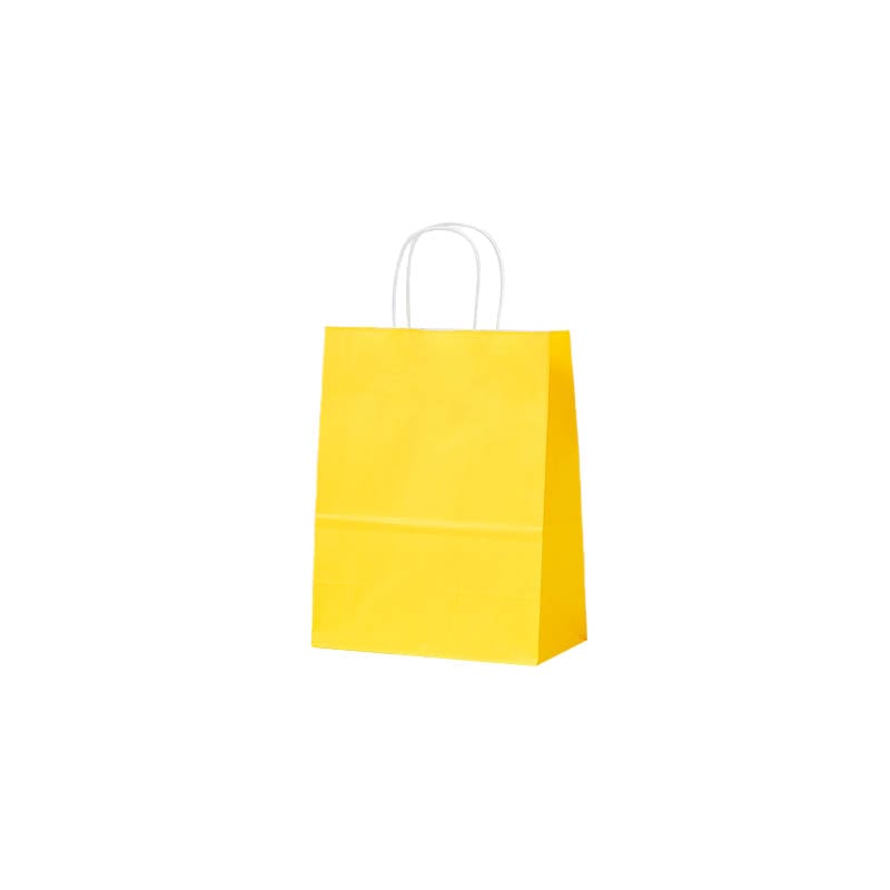 Mini Paper Bags Twisted Handles 150x210mm Yellow - 50/Pack - dimensions