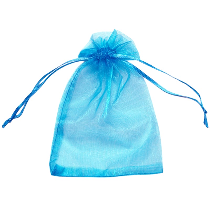 Lake Blue Organza Bags - 100/Pack - dimensions