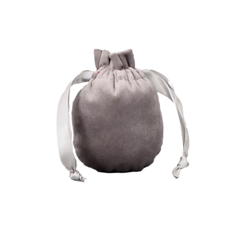 Velvet Satin Drawstring Bags 80x100mm Grey - 50/Pack