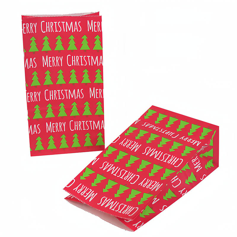 Christmas Paper Bags 130x240x80mm Tree Pattern - 50/Pack - dimensions