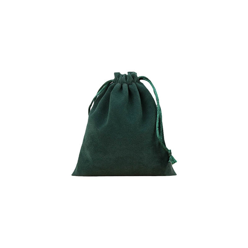 Velvet Drawstring Bags 100x120mm Dark Green - 50/Pack - dimensions