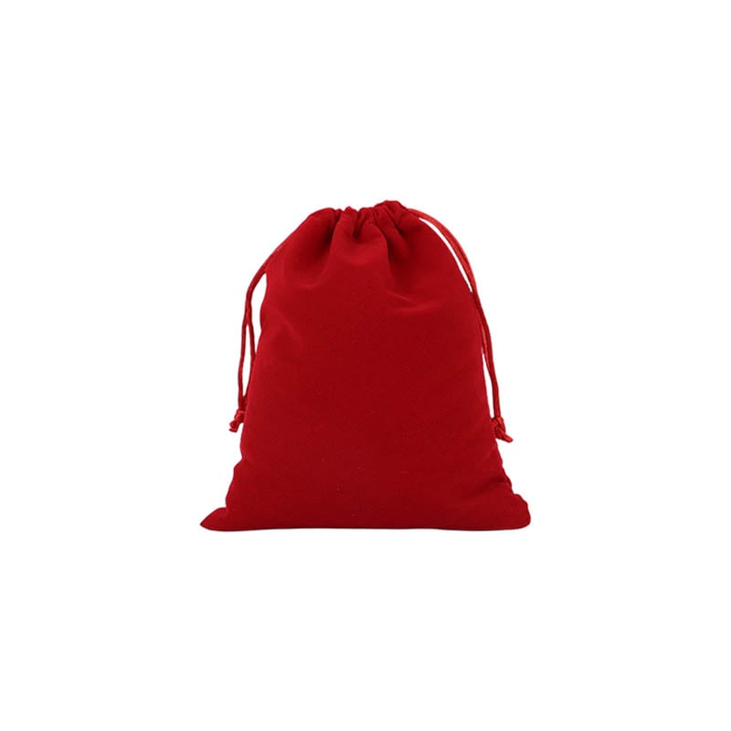 Double Sided Velvet Drawstring Bags 100x140mm Red - 50/Pack - dimensions