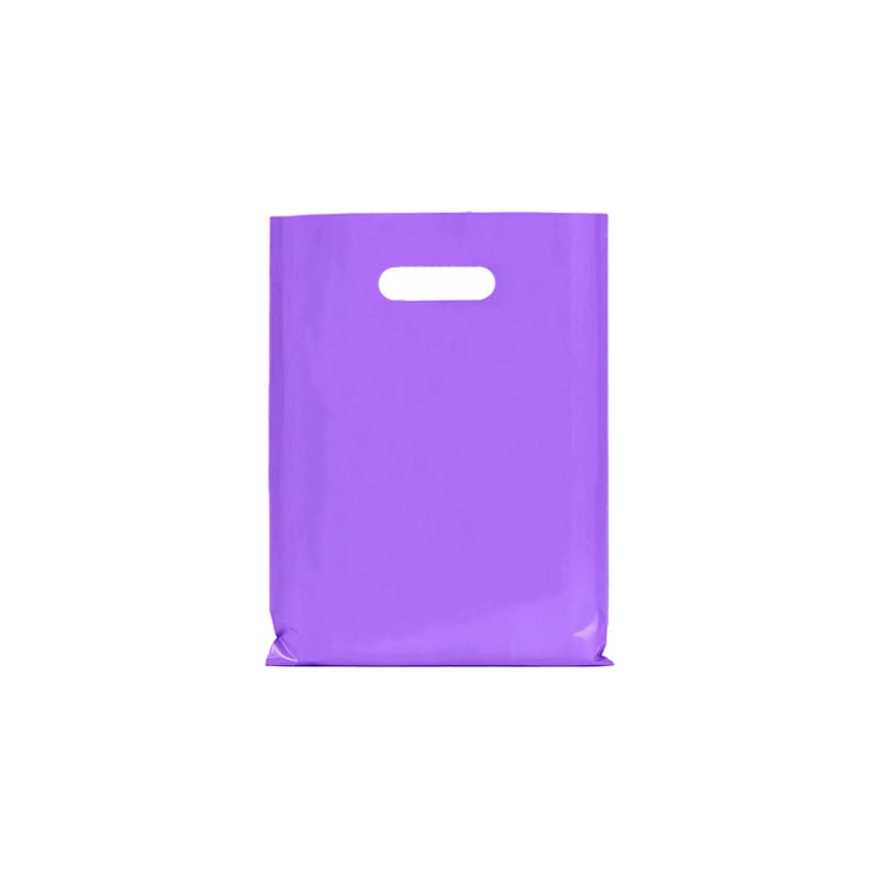 Small Plastic Bags with Die Cut Handles 200x300mm Purple - 100/Pack