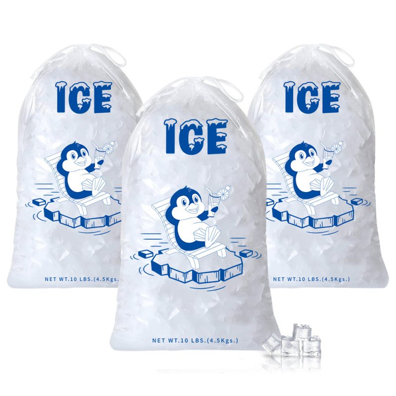 Ice Bags with Drawstring 4.5kg (10 lbs) - 100/Pack - dimensions