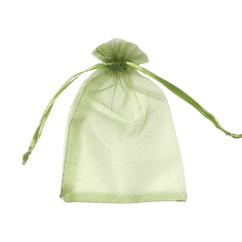 Army Green Organza Bags - 100/Pack - dimensions