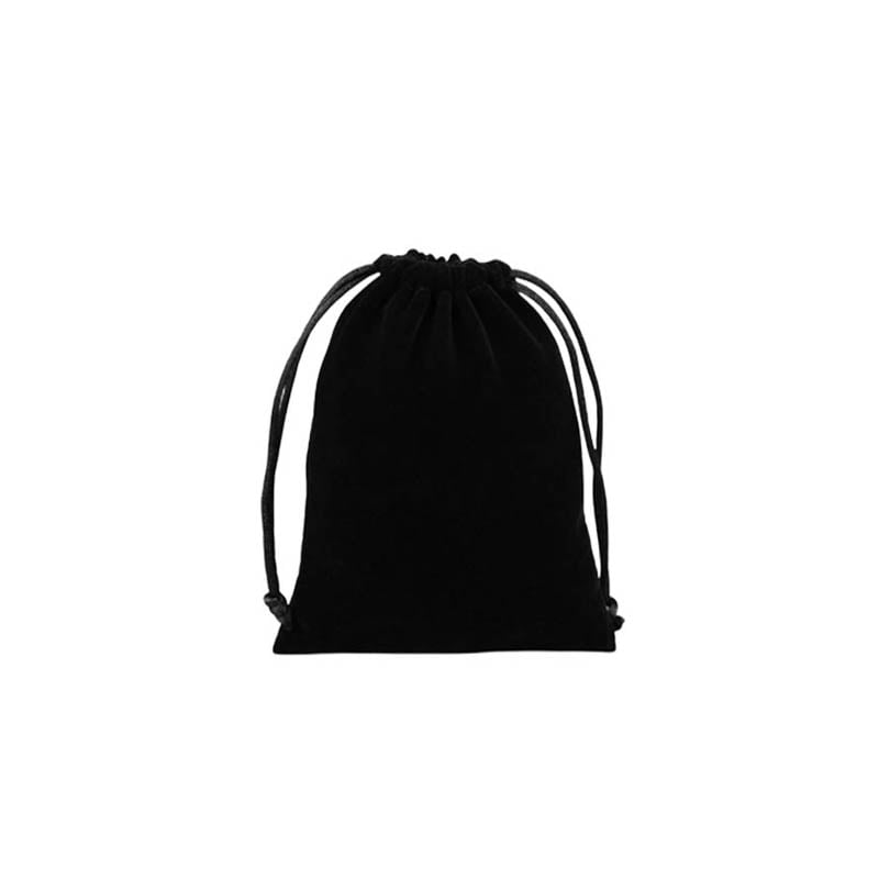 Double Sided Velvet Drawstring Bags 100x140mm Black - 50/Pack - dimensions