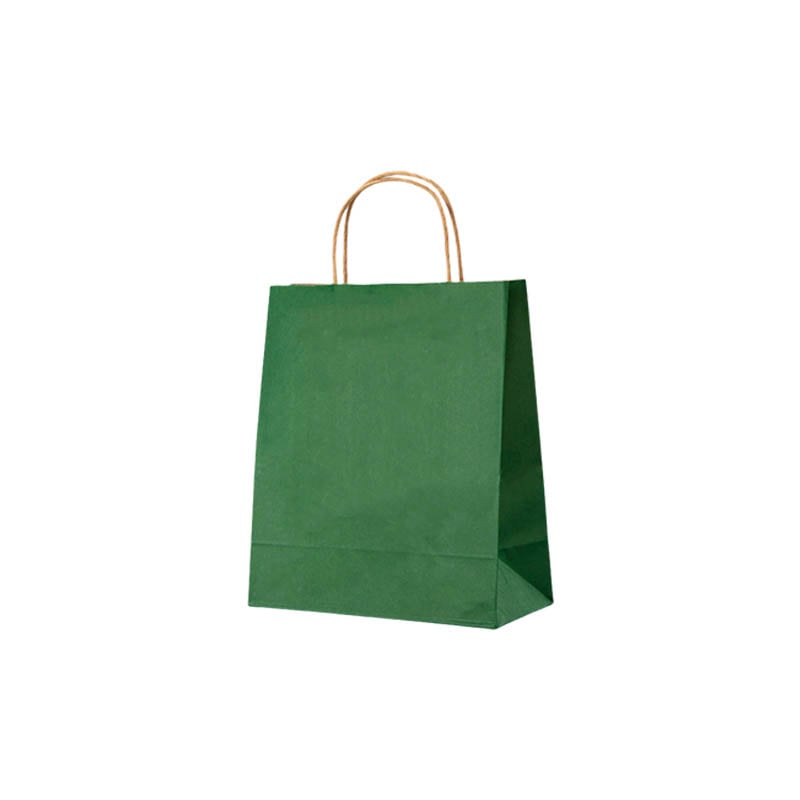 Small Paper Bags Twisted Handles 210x270mm Dark Green - 50/Pack - dimensions