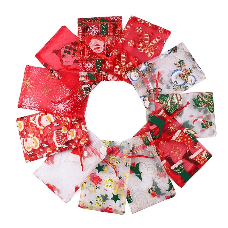 Christmas Organza Bags - 50/Pack