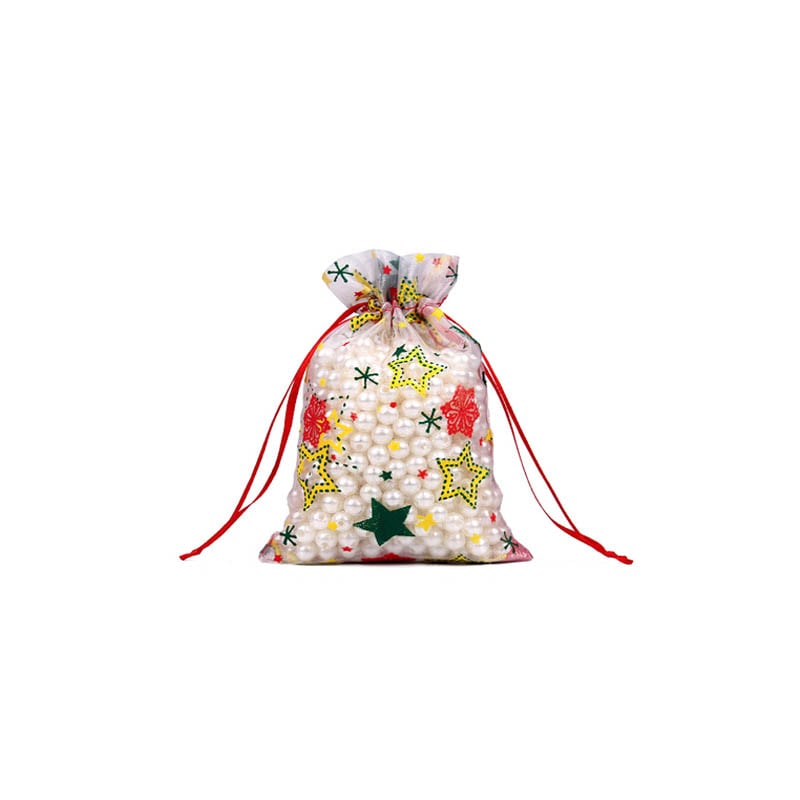 Christmas Organza Bags 100x150mm Pentagram Pattern - 50/Pack