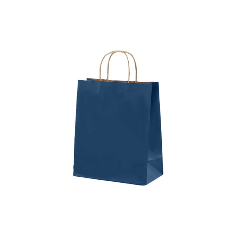 Small Paper Bags Twisted Handles 210x270mm Navy Blue - 50/Pack - dimensions