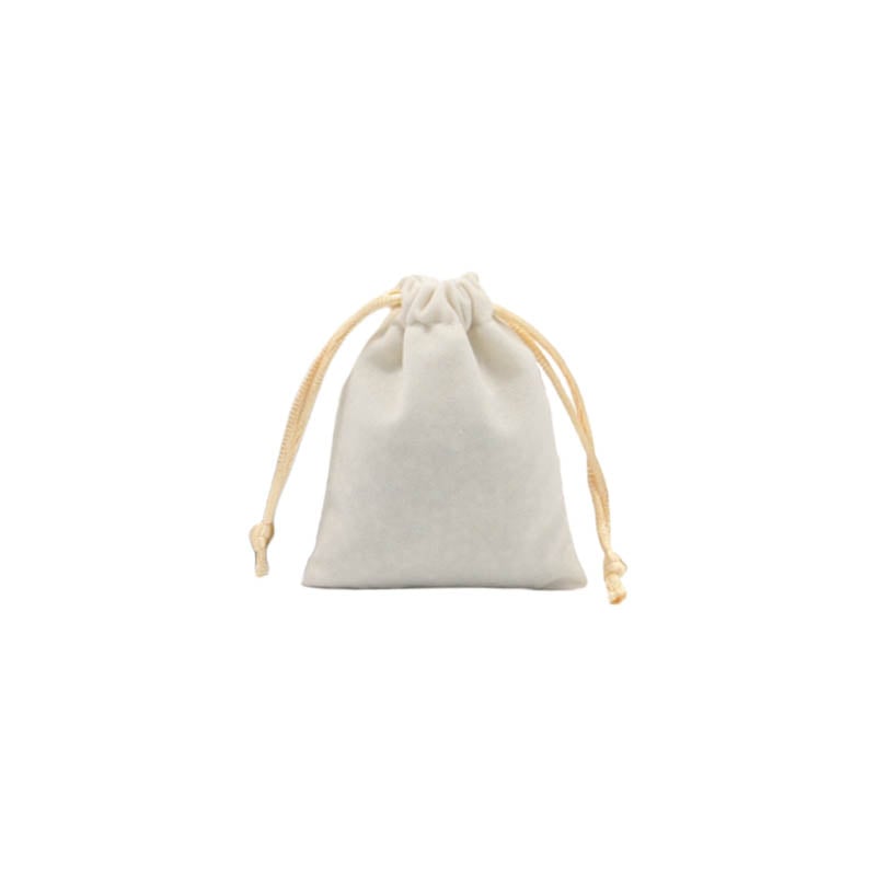 Velvet Drawstring Bags 70x90mm White - 50/Pack - dimensions