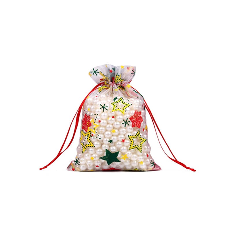 Christmas Organza Bags 130x180mm Pentagram Pattern - 50/Pack