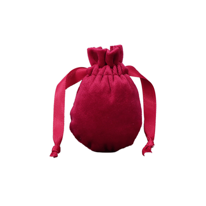 Velvet Satin Drawstring Bags 80x100mm Burgundy - 50/Pack - dimensions