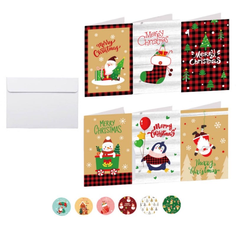 Christmas Greeting Cards 102x152mm Mixed Patterns - 6/Pack - dimensions