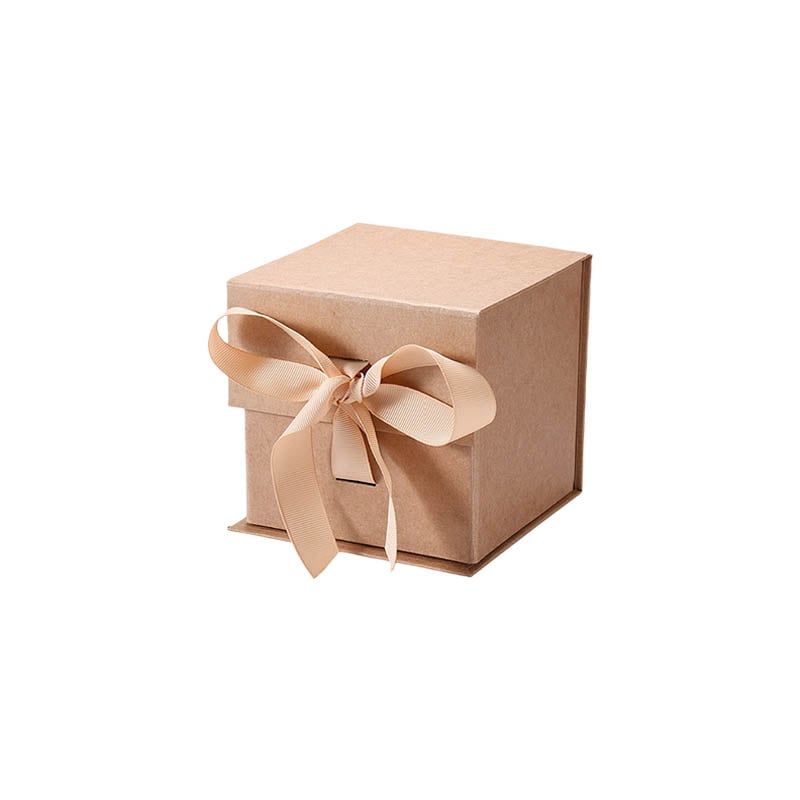 Magnetic Gift Box with Ribbon 120x120x120mm Brown - 50/Pack